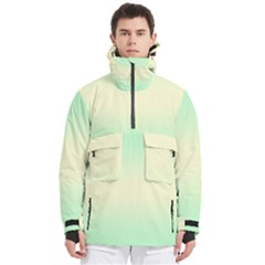 Mint Green To Cream Yellow Bilinear Gradient Men s Pullover Zip Ski And Snowboard Waterproof Breathable Jacket