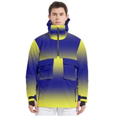 Electric Yellow To Navy Blue Bilinear Gradient Men s Pullover Zip Ski And Snowboard Waterproof Breathable Jacket
