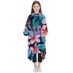 Hawaiian Flowers Hawaii Kids  Hooded Rain Ponchos
