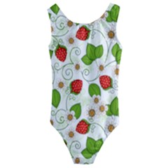 Strawberry Fruit Pattern Leaves Kids  Cut-out Back One Piece Swimsuit