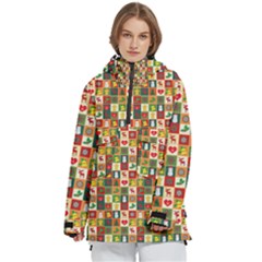 Template Christmas Pattern Women s Pullover Zip Ski And Snowboard Waterproof Breathable Jacket