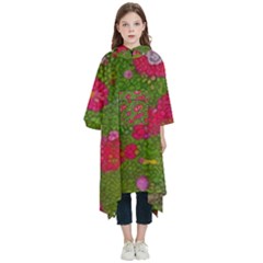 Mid Century Retro Floral 1970s 1960s Pattern 88 Kids  Hooded Rain Ponchos