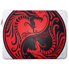 Red Yin Yang Dragons 17  Vertical Laptop Sleeve Case With Pocket