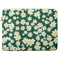 Mid Century Retro Floral 1970s 1960s Pattern 93 17  Vertical Laptop Sleeve Case With Pocket