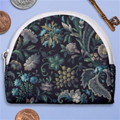 Pattern Flower Plants Leaves Nature Horseshoe Style Canvas Pouch
