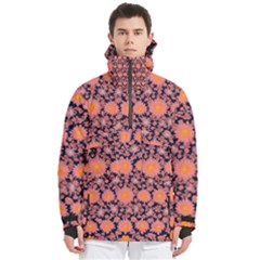 Mid Century Retro Floral 1970s 1960s Pattern 74 Men s Pullover Zip Ski And Snowboard Waterproof Breathable Jacket