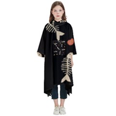 Pattern Design Seamless Fishbone Kids  Hooded Rain Ponchos