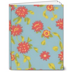 Mid Century Retro Floral 1970s 1960s Pattern 78 8  X 10  Hardcover Notebook