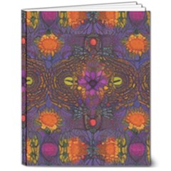 Mid Century Retro Floral 1970s 1960s Pattern 67 8  X 10  Hardcover Notebook