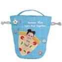 Custom Any Text Name Photo Pizza Swim rings  Drawstring Bucket Bag View1