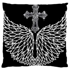 Bling Wings And Cross Large Cushion Case (one Side)