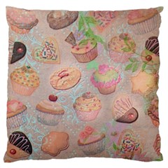 French Pastry Vintage Scripts Cookies Cupcakes Vintage Paris Fashion Large Cushion Case (single Sided) 