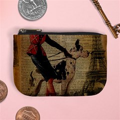 Paris Girl And Great Dane Vintage Newspaper Print Sexy Hot Gil Elvgren Pin Up Girl Paris Eiffel Towe Coin Change Purse