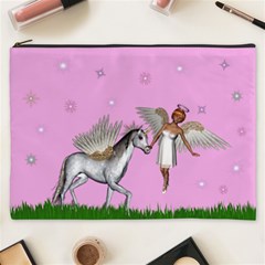 Unicorn And Fairy In A Grass Field And Sparkles Cosmetic Bag (xxxl)