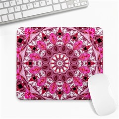 Twirling Pink, Abstract Candy Lace Jewels Mandala  Large Mouse Pad (rectangle)