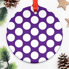 Purple Polkadot Round Ornament (two Sides)