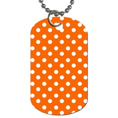 Orange And White Polka Dots Dog Tag (one Side)