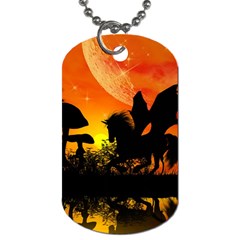 Beautiful Unicorn Silhouette In The Sunset Dog Tag (one Side)