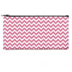 Soft Pink & White Zigzag Pattern Pencil Case