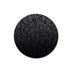Grey Ombre Feather Pattern, Black, Rubber Coaster (round)
