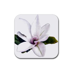 Magnolia Wit Aquarel Painting Art Rubber Coaster (square) 