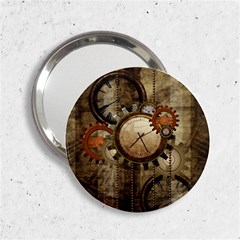 Wonderful Steampunk Design With Clocks And Gears 2 25  Handbag Mirrors