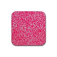 Template Deep Fluorescent Pink Rubber Coaster (square) 