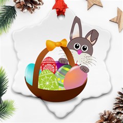 Easter Bunny Eggs Nest Basket Snowflake Ornament (two Sides)