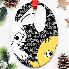 Easter Bunny And Chick  Ornament (oval)