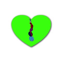 Egg Line Rainbow Green Rubber Coaster (heart) 
