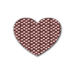 Chocolate Pink Hearts Gift Wrap Rubber Coaster (heart) 