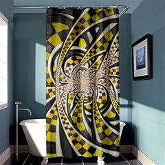 Liquid Taxi Cab, A Yellow Checkered Retro Fractal Shower Curtain 36  X 72  (stall) 
