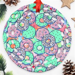 Donuts Pattern Round Filigree Ornament (two Sides)