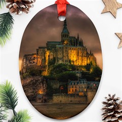 Mont St Michel Sunset Island Church Ornament (oval)