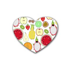 Mango Fruit Pieces Watermelon Dragon Passion Fruit Apple Strawberry Pineapple Melon Rubber Coaster (heart) 