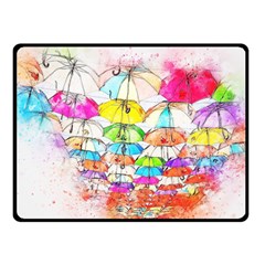 Umbrella Art Abstract Watercolor Fleece Blanket (small)