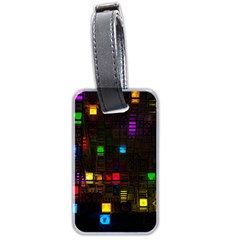 Abstract 3d Cg Digital Art Colors Cubes Square Shapes Pattern Dark Luggage Tags (two Sides)