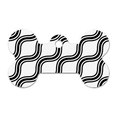 Diagonal Pattern Background Black And White Dog Tag Bone (one Side)