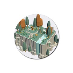 Camping Low Poly 3d Polygons Rubber Coaster (round) 