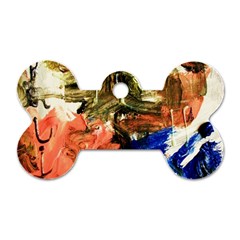 Pagoda And Calligraphy Dog Tag Bone (one Side)