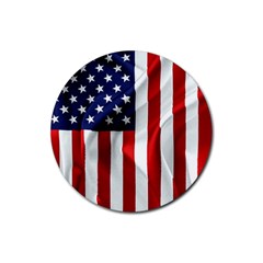 American Usa Flag Vertical Rubber Coaster (round) 
