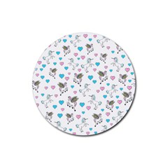 Unicorn, Pegasus And Hearts Rubber Coaster (round)