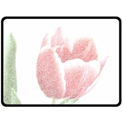 Tulip Red And White Pen Drawing Fleece Blanket (large) 