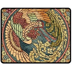Wings Feathers Cubism Mosaic Fleece Blanket (medium) 