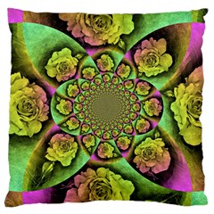 Rose Painted Kaleidoscope Colorful Large Cushion Case (one Side)