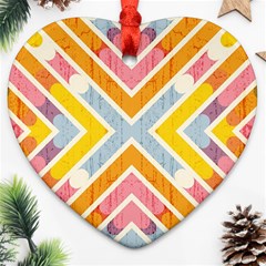 Line Pattern Cross Print Repeat Heart Ornament (two Sides)