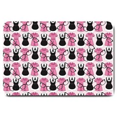 Waitress Uniform Dresses Nerdy Glasses Pattern Pink Large Doormat 