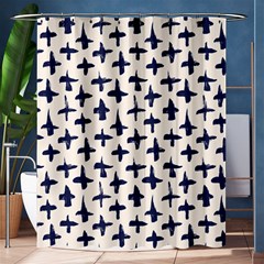 Pattern Ink Blue Navy Crosses Grunge Flesh And Navy Pattern Ink Crosses Grunge Flesh Beige Background Shower Curtain 60  X 72  (medium) 