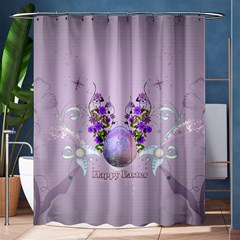 Happy Easter, Easter Egg With Flowers In Soft Violet Colors Shower Curtain 60  X 72  (medium) 