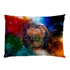 Network Earth Block Chain Globe Pillow Case